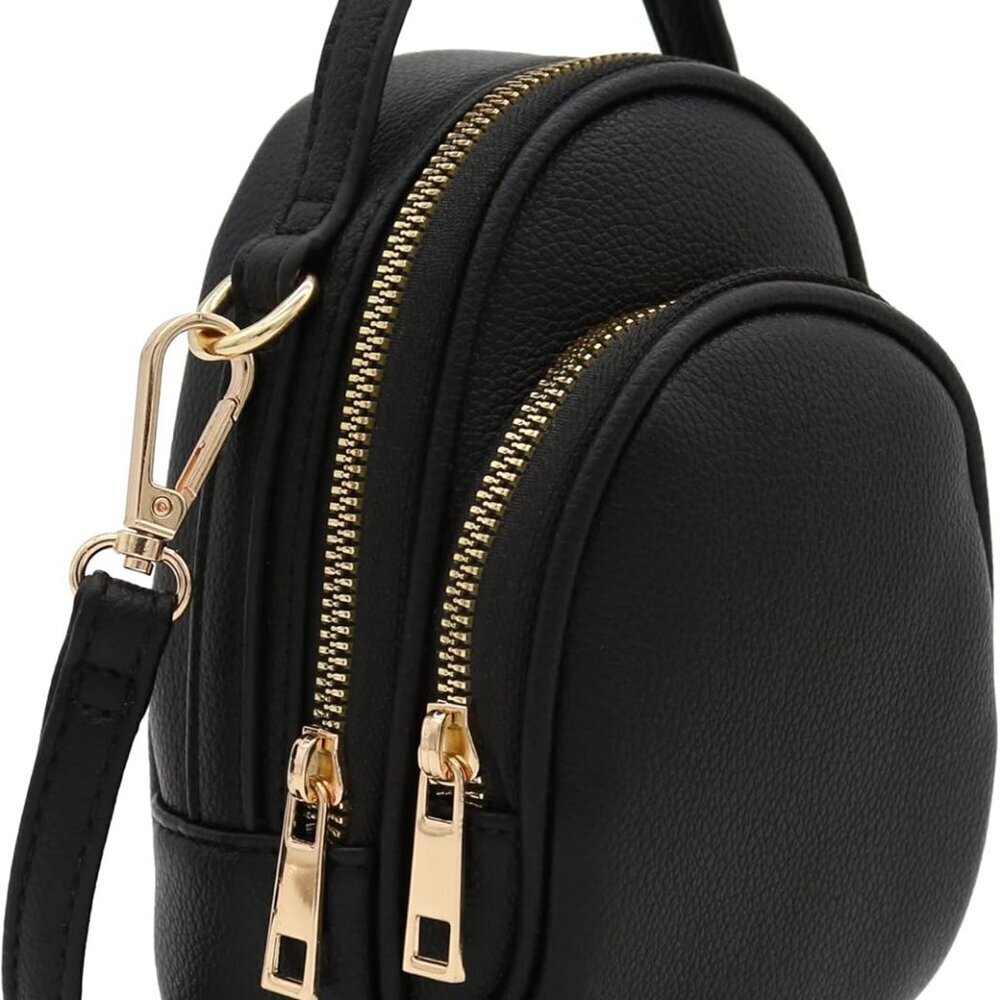 Mini Crossbody Bag Women Faux Leather Zipper Compartments Adjustable Strap